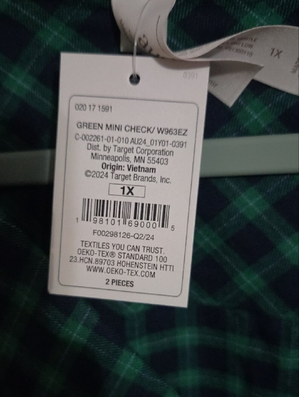 Auden Teal and Dark Green Plaid Button-Up Pajama Set - Picture 3 of 11